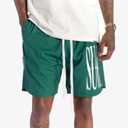 "Deco" Polyester Shorts (dark green)