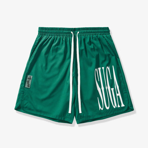 "Deco" Polyester Shorts (dark green)