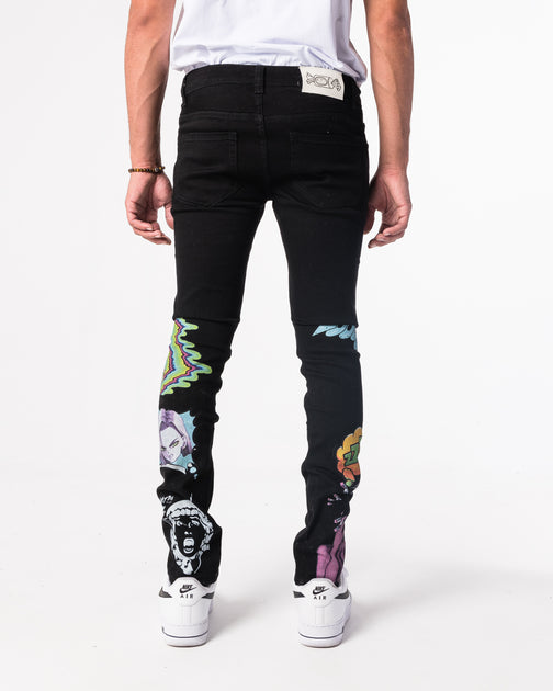 ◆ UNDER COVER ◆ DenimJQ Gジャン PSYCHO Undercover x Psycho graphic-print Denim Shirt Jacket | Black