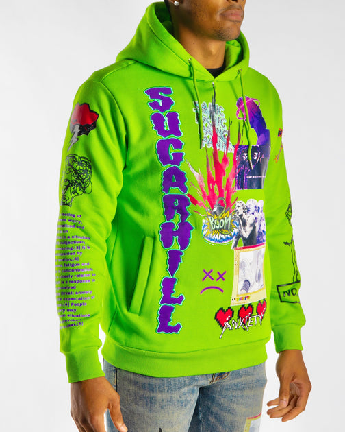 ANXIETY LIME GREEN HOODIE – Sugarhill