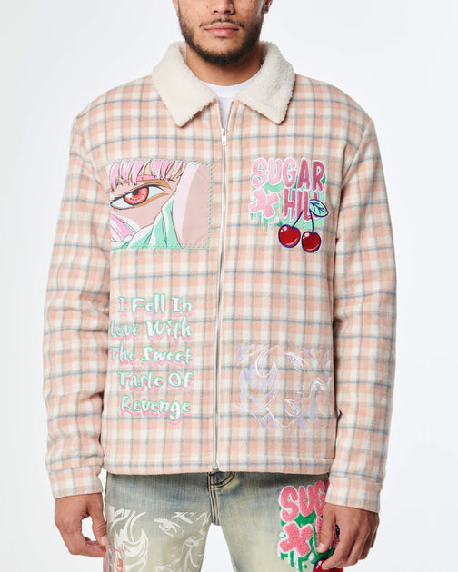 REVENGE SHERPA JACKET (PINK PLAID) Sugarhill