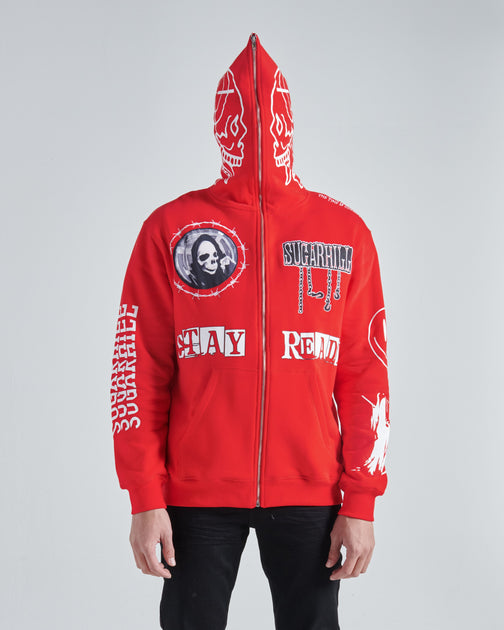 RUTHLESS FULL ZIP HOODIE (RED) – Sugarhill