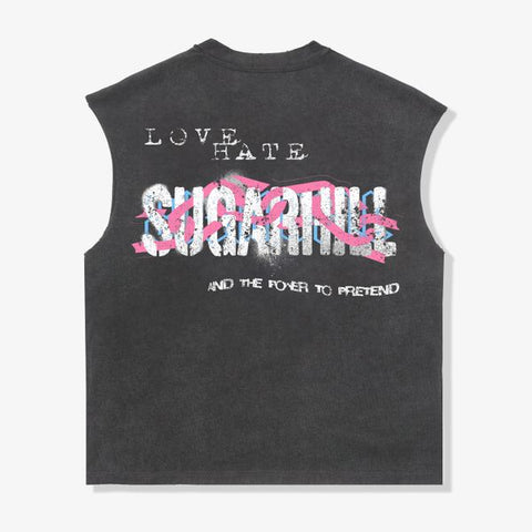"Pretender" Cutoff Tee (black vintage)