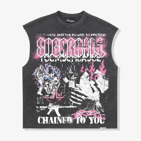 "Pretender" Cutoff Tee (black vintage)