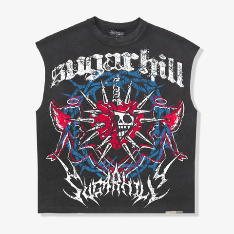"Angelic" Cutoff Tee (black vintage)
