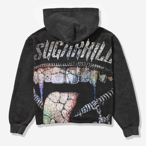"Vamperic" Raw Hem Hoodie (black vintage)