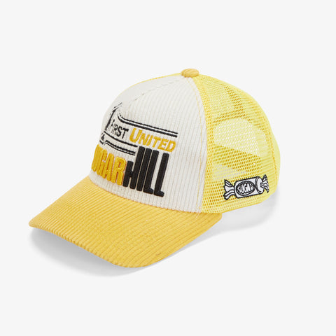 CONSPIRACY CORDUROY TRUCKER HAT (GOLD/WHITE)