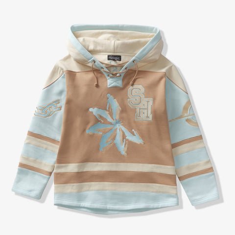 "Pressure" Hockey Hoodie (tan/baby blue)