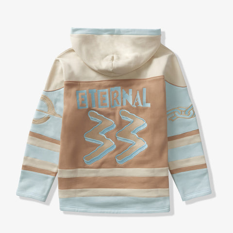 "Pressure" Hockey Hoodie (tan/baby blue)