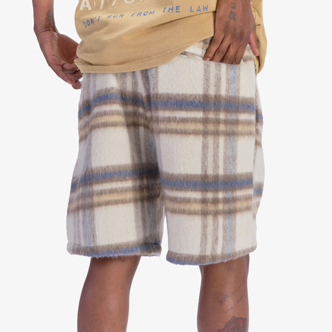 "Tudor" Mohair Shorts (tan plaid)