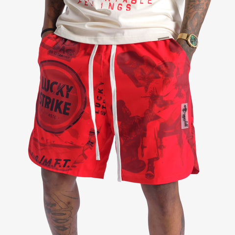 "Lucky Strike" Poly Shorts (red)