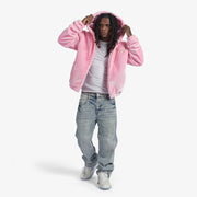 "Traces" Fur Zip-Up Hoodie (pink)