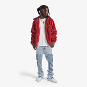 "Traces" Fur Zip-Up Hoodie (ruby red)