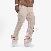 "Revolver" Stacked Denim (khaki/pink)