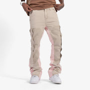 "Revolver" Stacked Denim (khaki/pink)