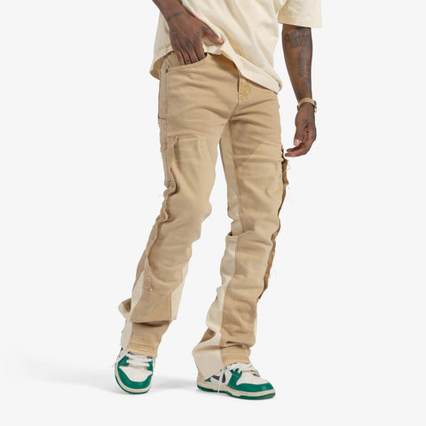 "Revolver" Stacked Denim (khaki/ivory)