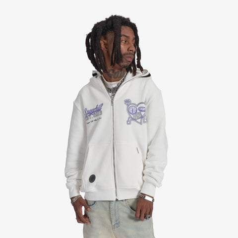 "Hooligans" Full-Zip Hoodie (white)