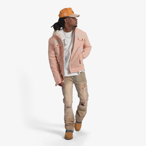 "Vexed" Hooded Jacket (pink jacquard)