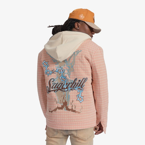 "Vexed" Hooded Jacket (pink jacquard)