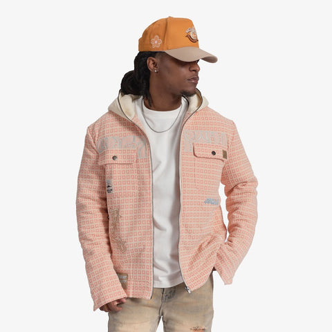 "Vexed" Hooded Jacket (pink jacquard)