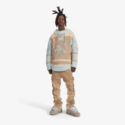 "Pressure" Hockey Hoodie (tan/baby blue)