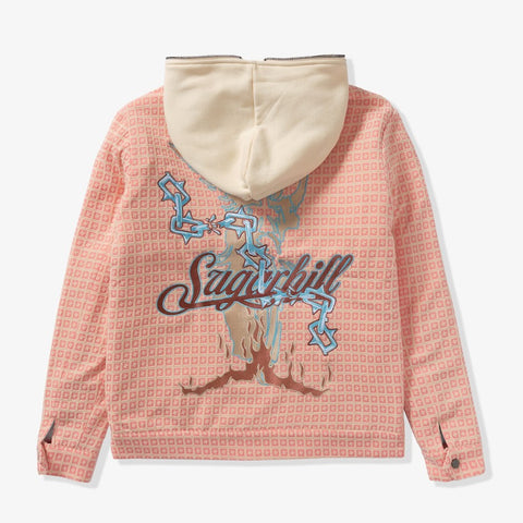 "Vexed" Hooded Jacket (pink jacquard)