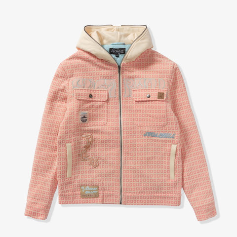 "Vexed" Hooded Jacket (pink jacquard)