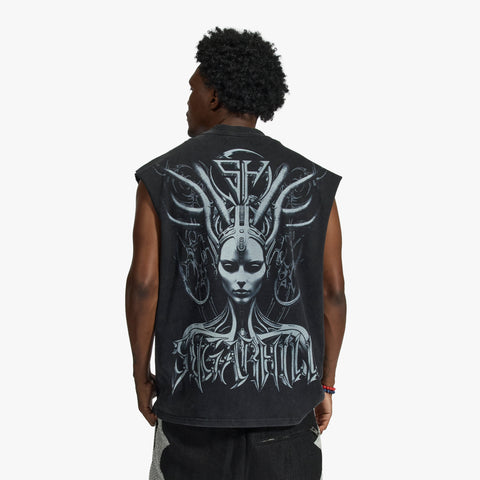 "Medusa" Cutoff Tee (black vintage)