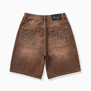 "Prince" Embossed Jorts (brown wash)