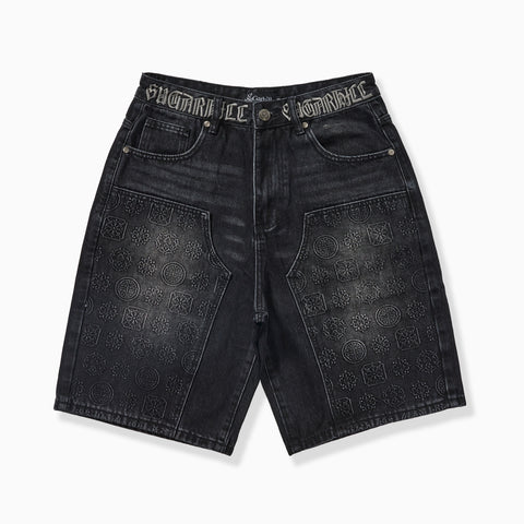 "Carloman" Embossed Jorts (black wash)