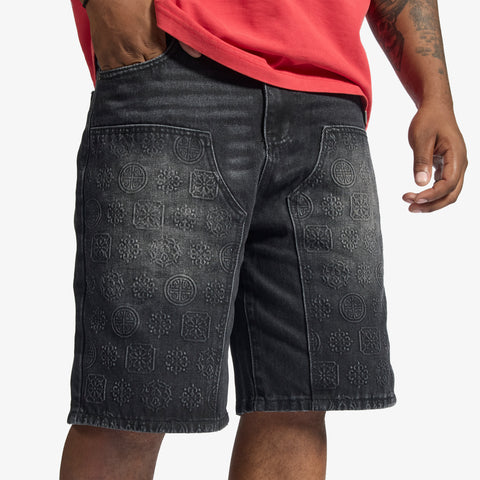 "Carloman" Embossed Jorts (black wash)