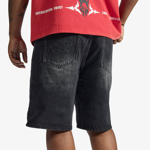 "Carloman" Embossed Jorts (black wash)