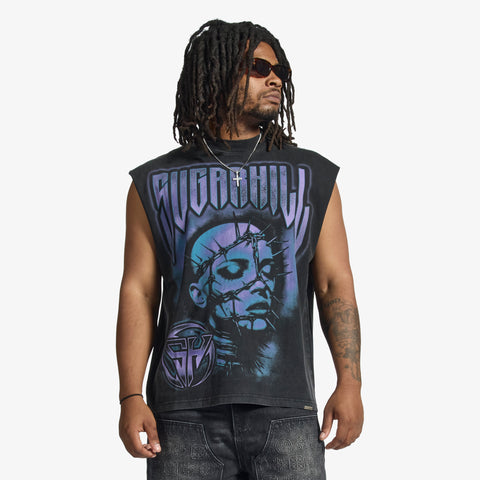 "Prometheus" Cutoff Tee (black/purple)