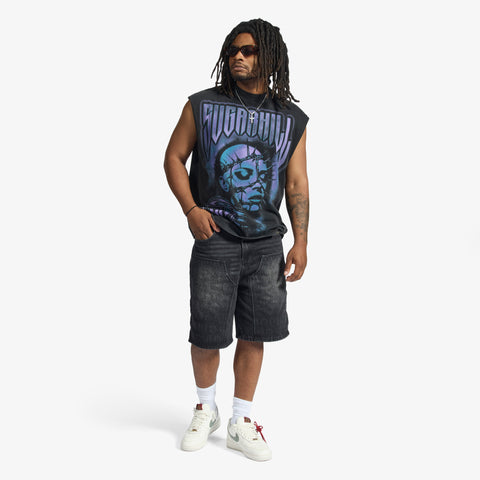 "Prometheus" Cutoff Tee (black/purple)