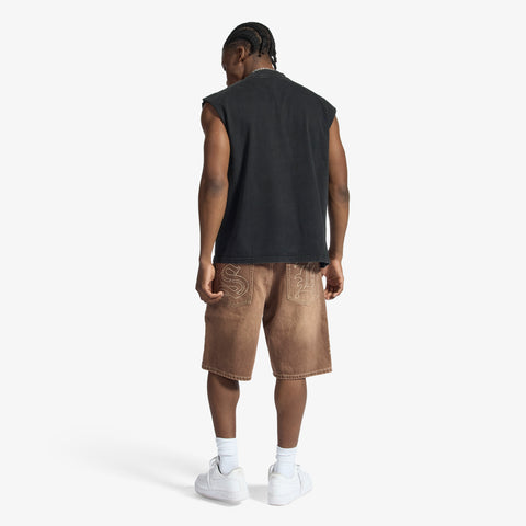 "Prince" Embossed Jorts (brown wash)
