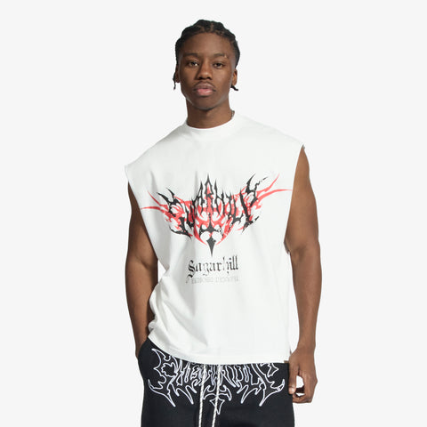 "Sinister" Cutoff Tee (white)