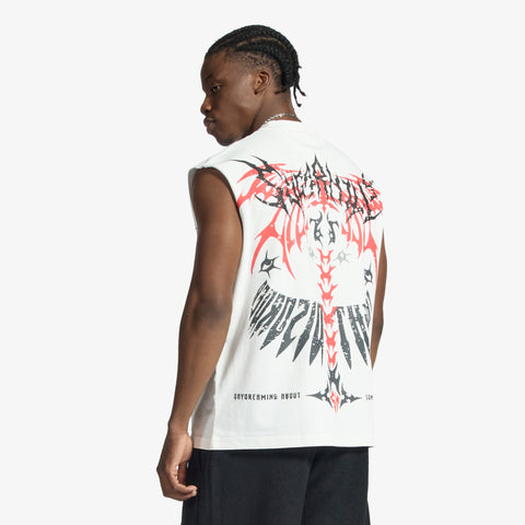 "Sinister" Cutoff Tee (white)