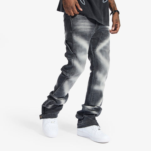 "Temple" Stacked Jeans (black contrast)