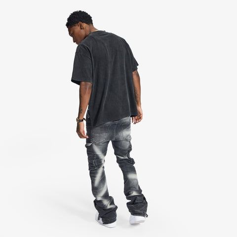 "Temple" Stacked Jeans (black contrast)