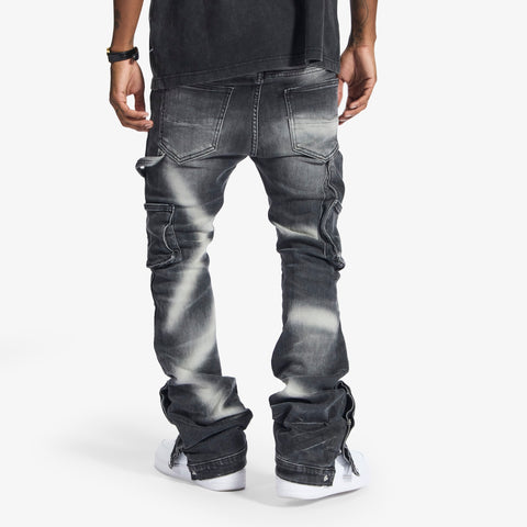 "Temple" Stacked Jeans (black contrast)