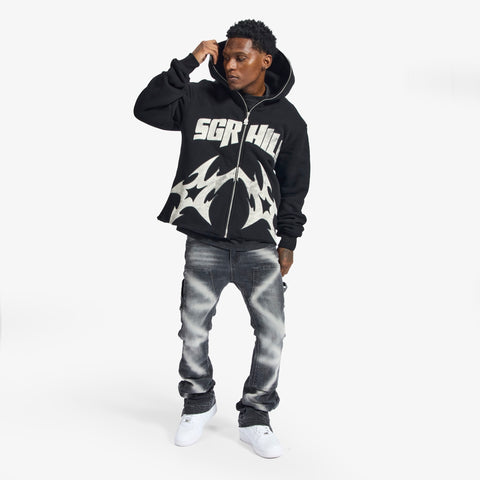 "Temple" Stacked Jeans (black contrast)