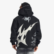 "Katana" Raw Hem Full Zip Hoodie (black)