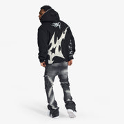 "Katana" Raw Hem Full Zip Hoodie (black)
