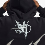 "Katana" Raw Hem Full Zip Hoodie (black)
