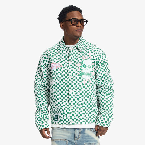 "Floating" Trucker Jacket (green/white)