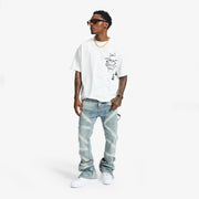 "Temple" Stacked Jeans (stone contrast)