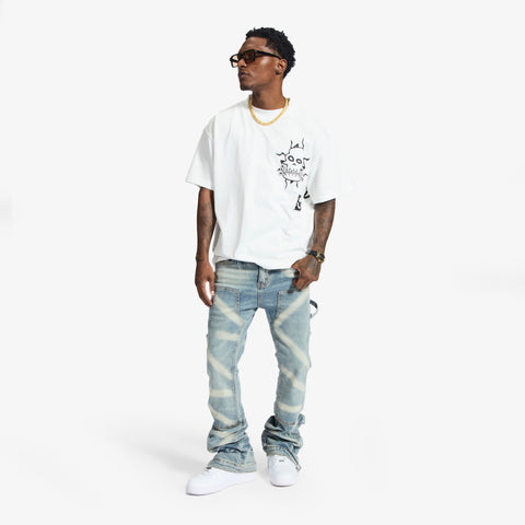 "Temple" Stacked Jeans (stone contrast)