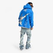 "Katana" Raw Hem Zip Hoodie (blue)