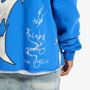 "Katana" Raw Hem Zip Hoodie (blue)