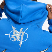 "Katana" Raw Hem Zip Hoodie (blue)